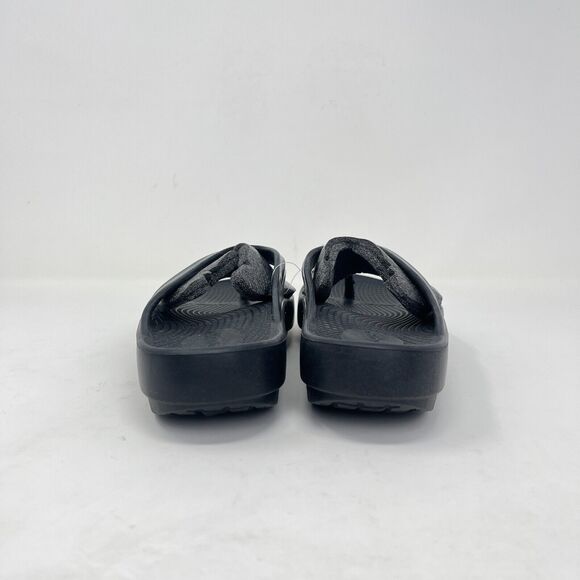 Oofos Oolala Recovery Thong Black Shiny Flip Flop Slipper Sandals Women's Size 9 - Picture 4 of 11